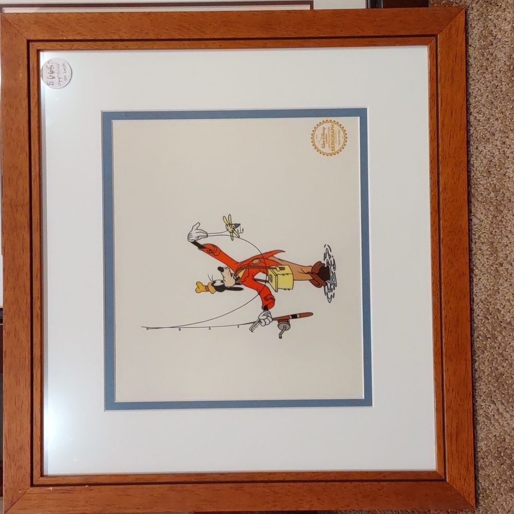 Walt Disney goofy, how to fish sericel, framed Artwork